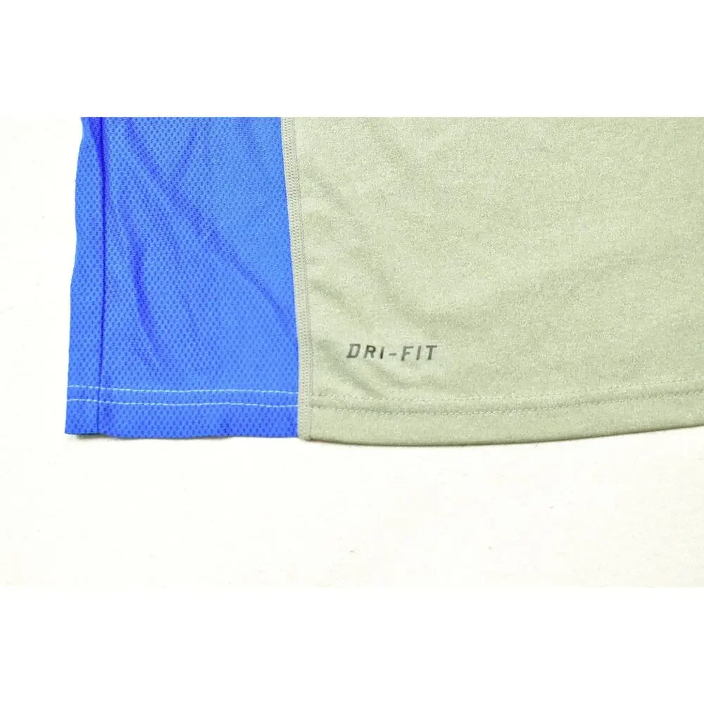 Nike Dri-Fit Men's Size Large Gray Blue Short Sleeve Athletic Running Training